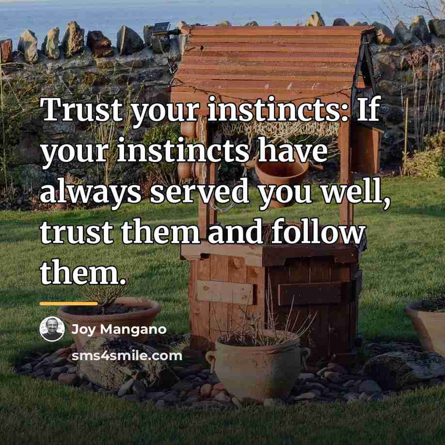 “Trust your instincts: If your instincts have always served you…” quote by Joy Mangano