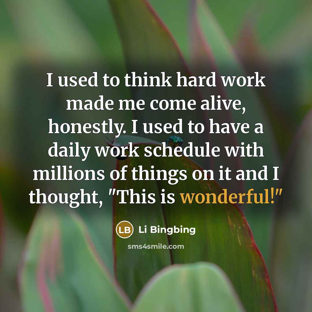 “I used to think hard work made me come alive,…” quote by Li Bingbing