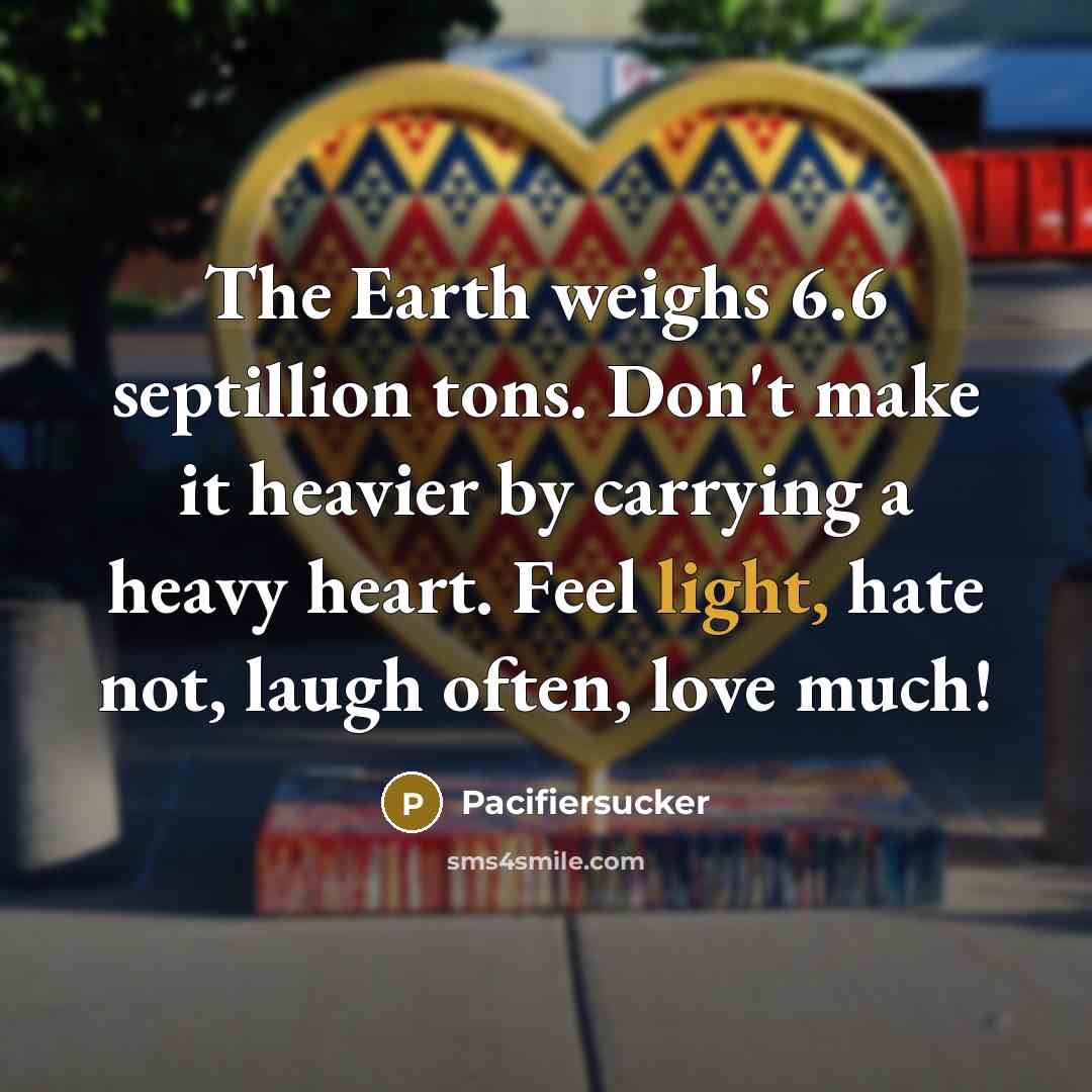“The Earth weighs 6.6 septillion tons. Don't make it heavier…” quote by Pacifiersucker