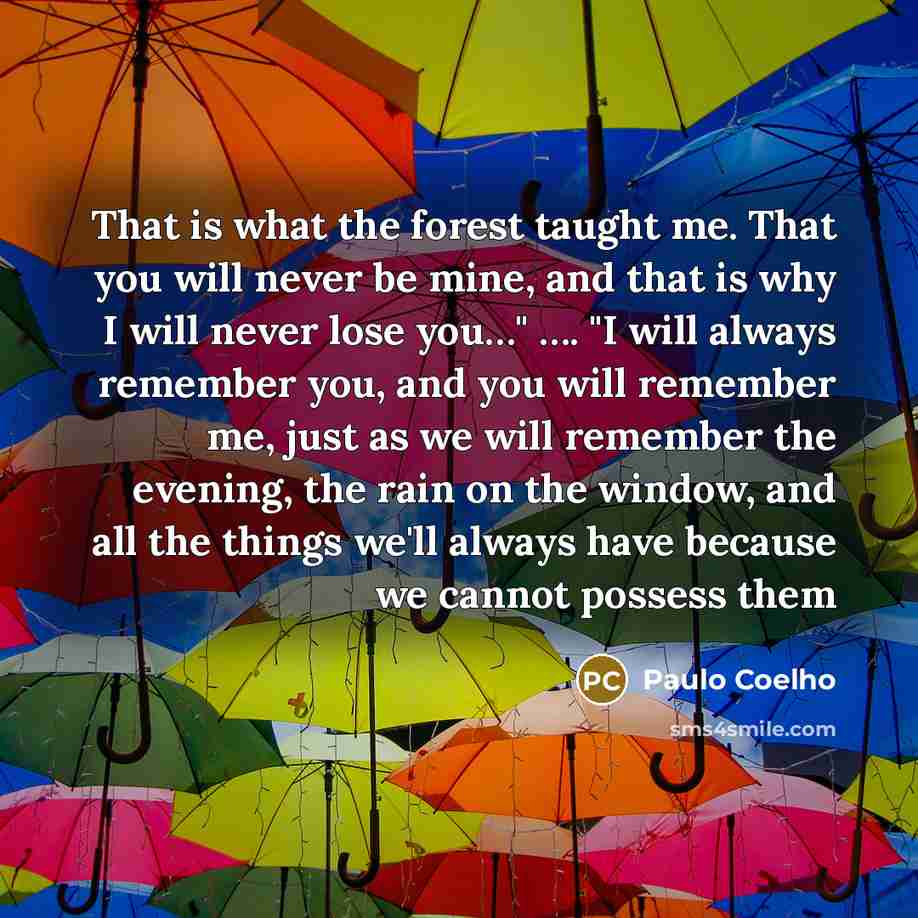 “That is what the forest taught me. That you will…” quote by Paulo Coelho