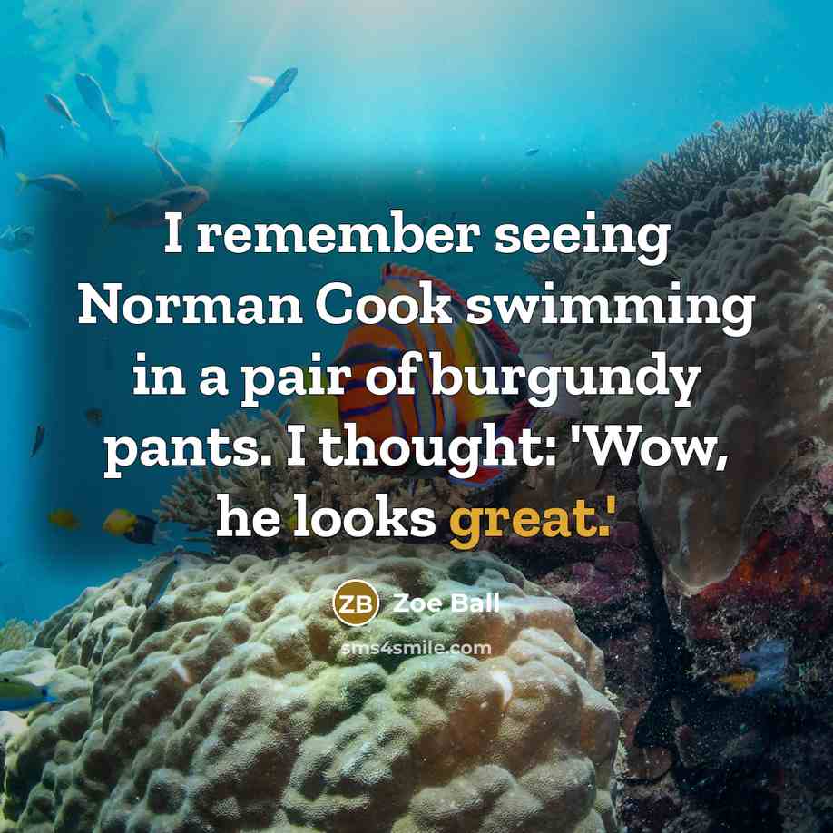 “I remember seeing Norman Cook swimming in a pair of…” quote by Zoe Ball