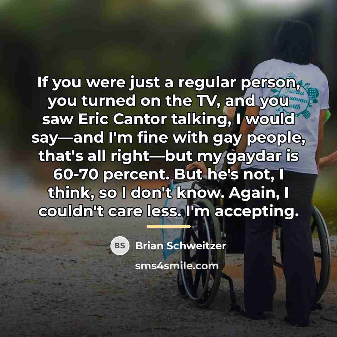“If you were just a regular person, you turned on…” quote by Brian Schweitzer