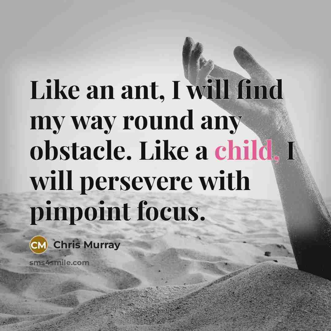 “Like an ant, I will find my way round any…” quote by Chris Murray