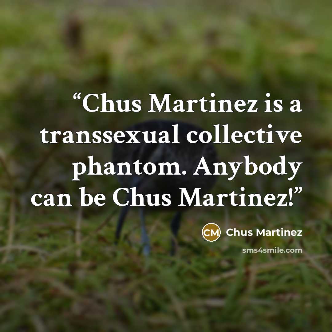 “Chus Martinez is a transsexual collective phantom. Anybody can be Chus Martinez!” quote by Chus Martinez