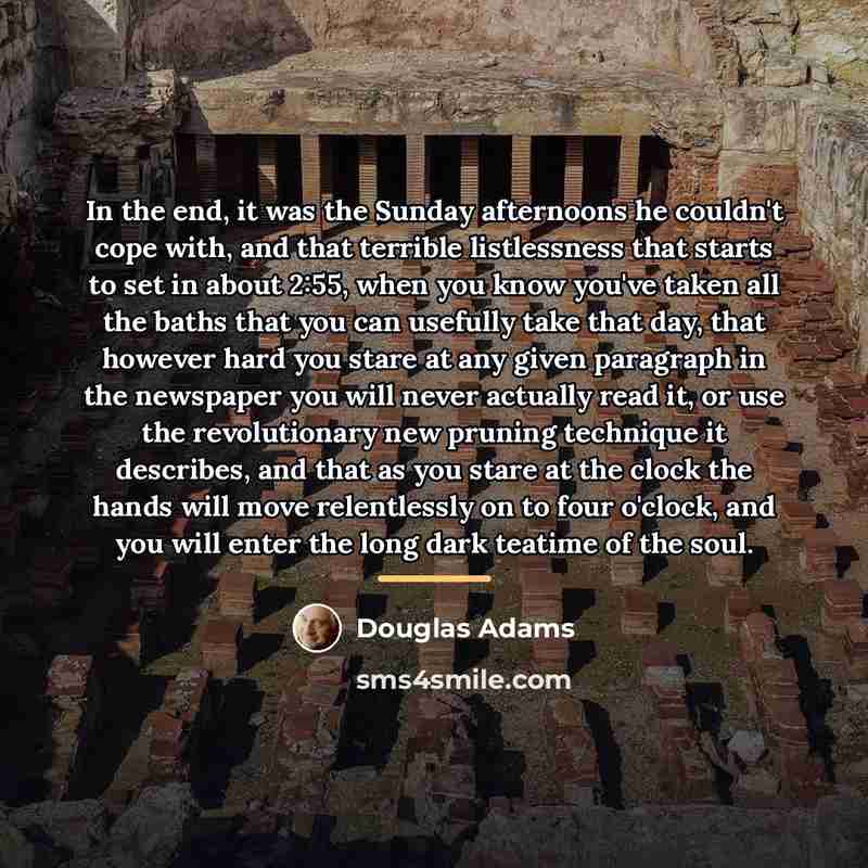 “In the end, it was the Sunday afternoons he couldn't…” quote by Douglas Adams