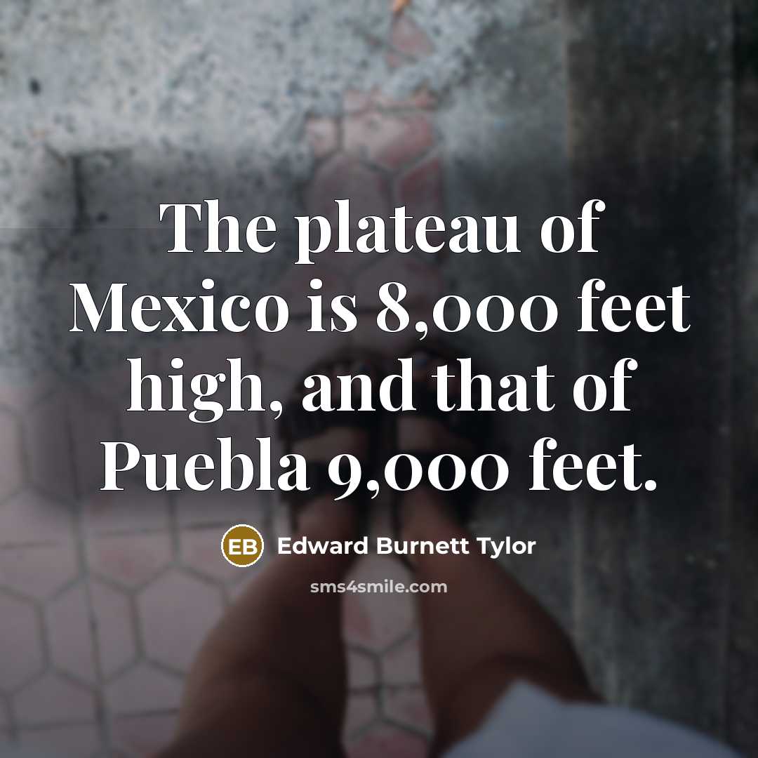 “The plateau of Mexico is 8,000 feet high, and that…” quote by Edward Burnett Tylor