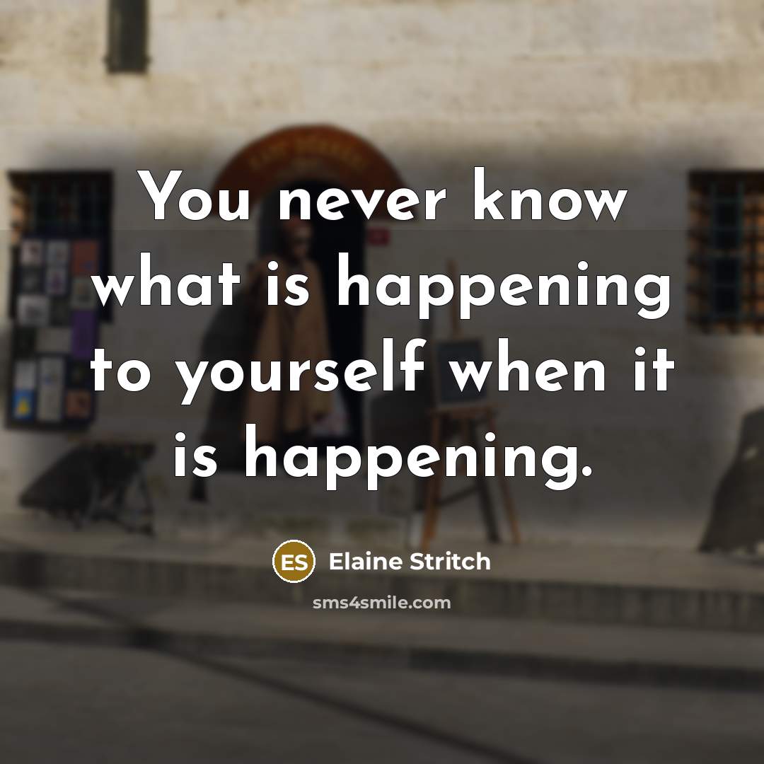 “You never know what is happening to yourself when it…” quote by Elaine Stritch