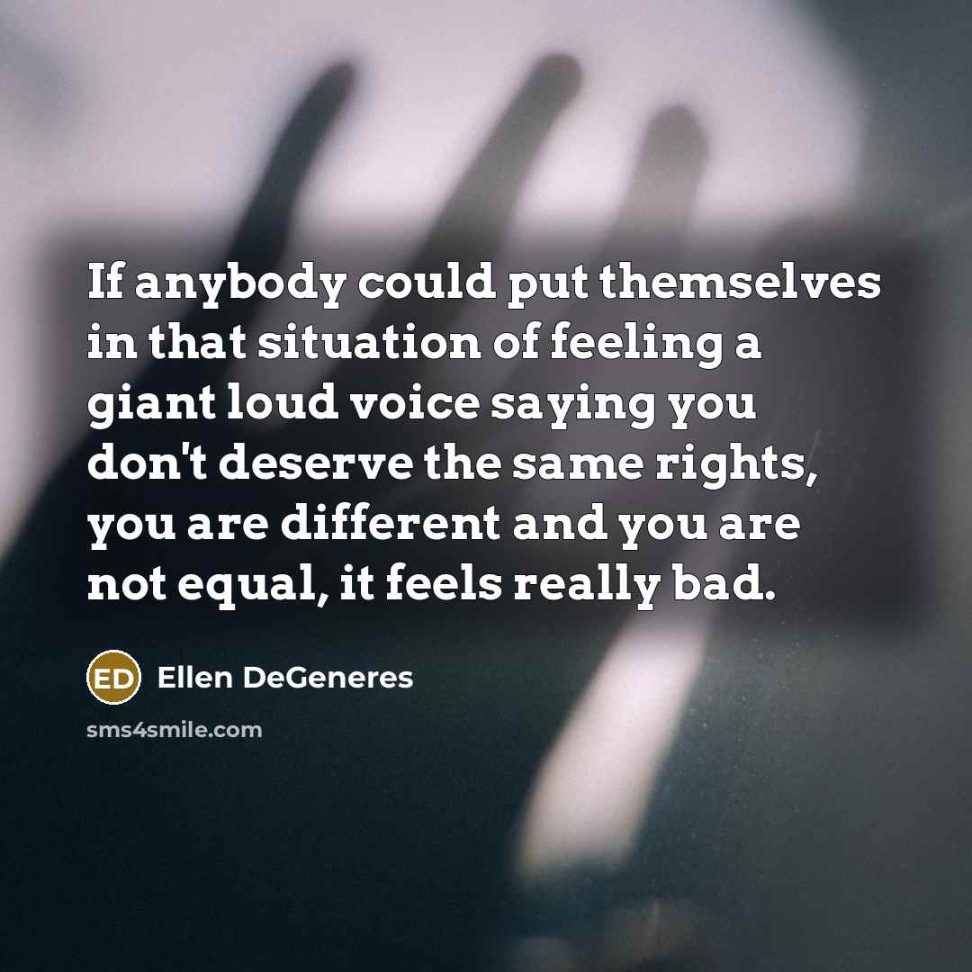 “If anybody could put themselves in that situation of feeling…” quote by Ellen DeGeneres