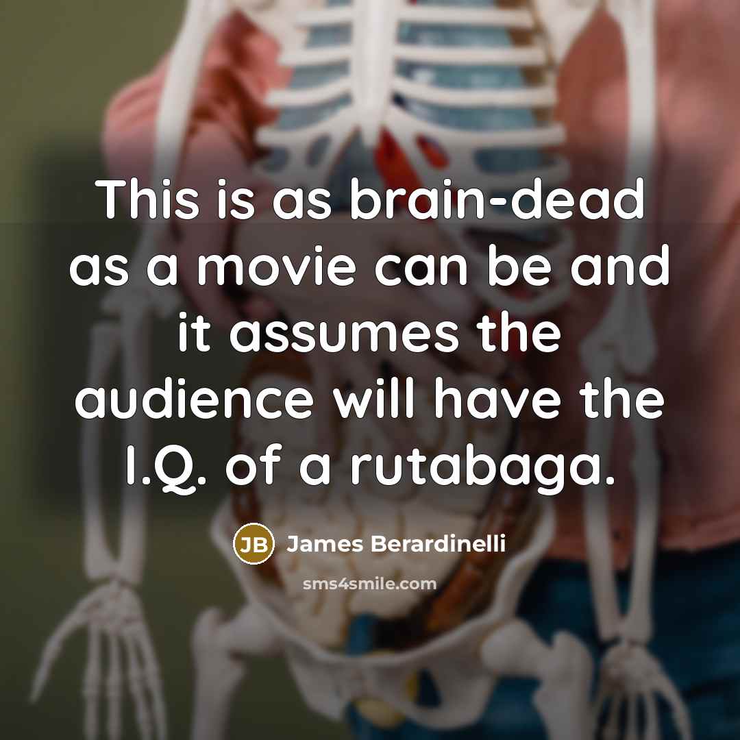 “This is as brain-dead as a movie can be and…” quote by James Berardinelli