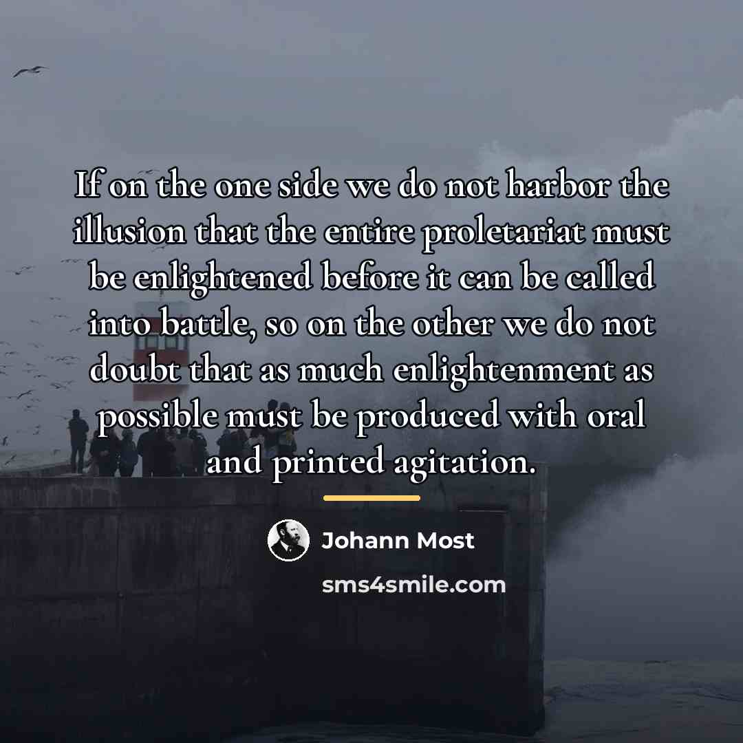 “If on the one side we do not harbor the…” quote by Johann Most