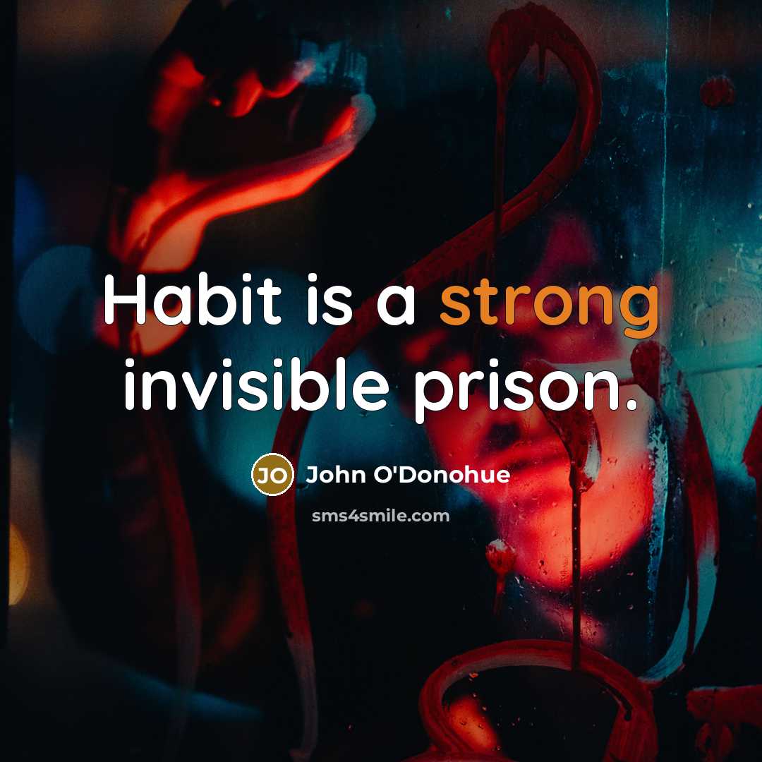 “Habit is a strong invisible prison.…” quote by John O'Donohue