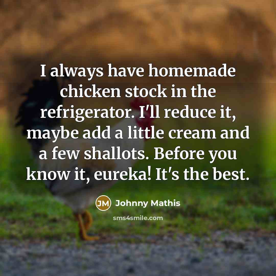 “I always have homemade chicken stock in the refrigerator. I'll…” quote by Johnny Mathis