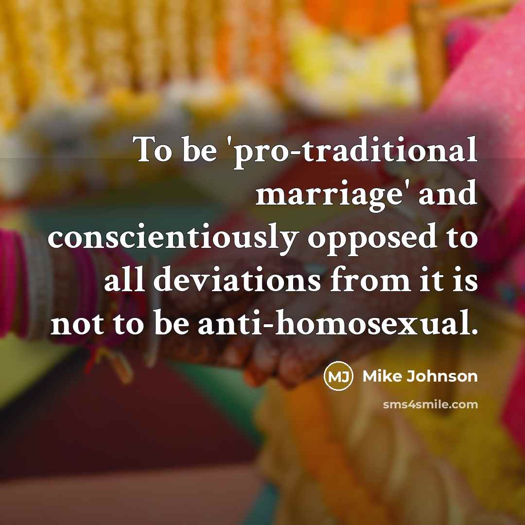“To be 'pro-traditional marriage' and conscientiously opposed to all deviations…” quote by Mike Johnson