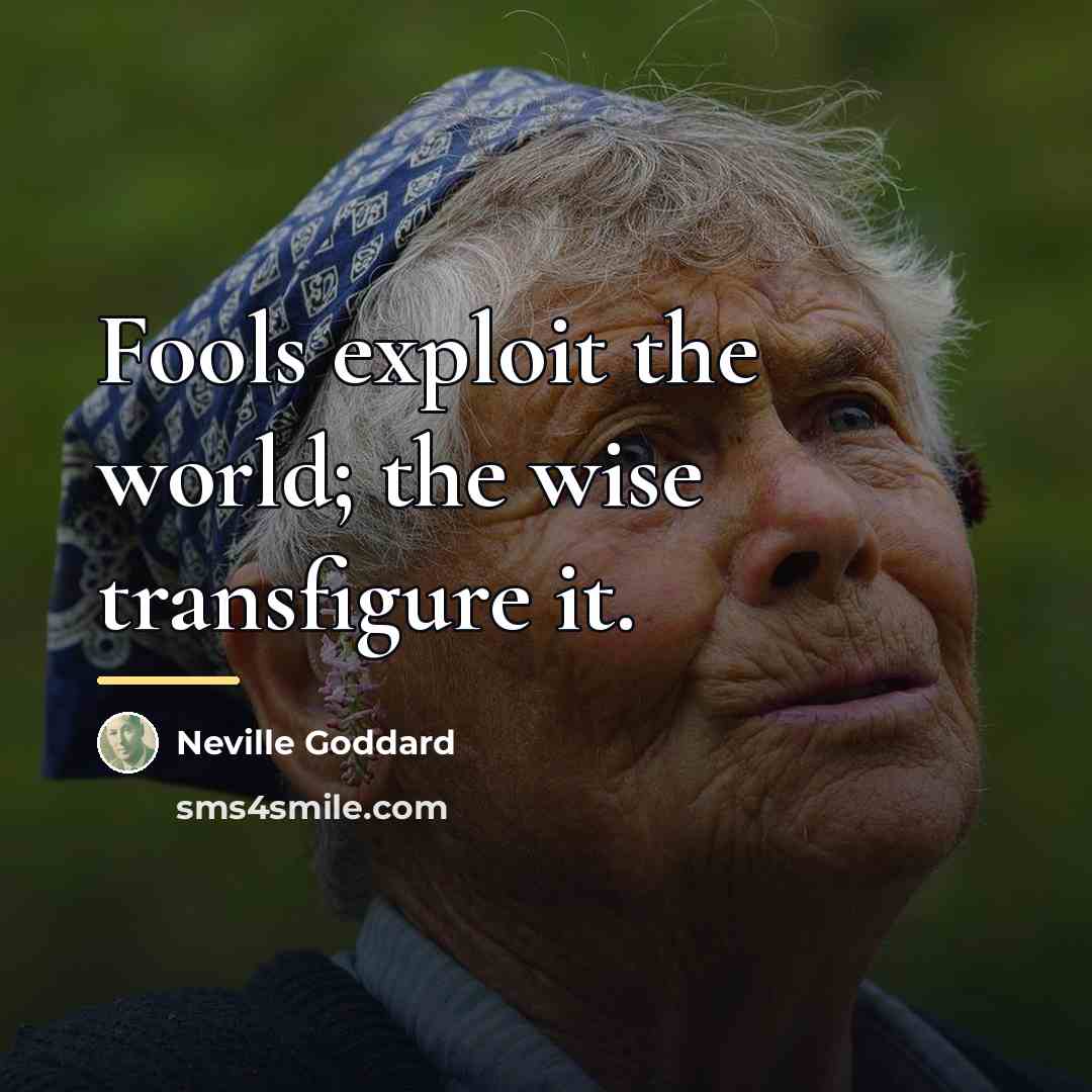 “Fools exploit the world; the wise transfigure it.…” quote by Neville Goddard