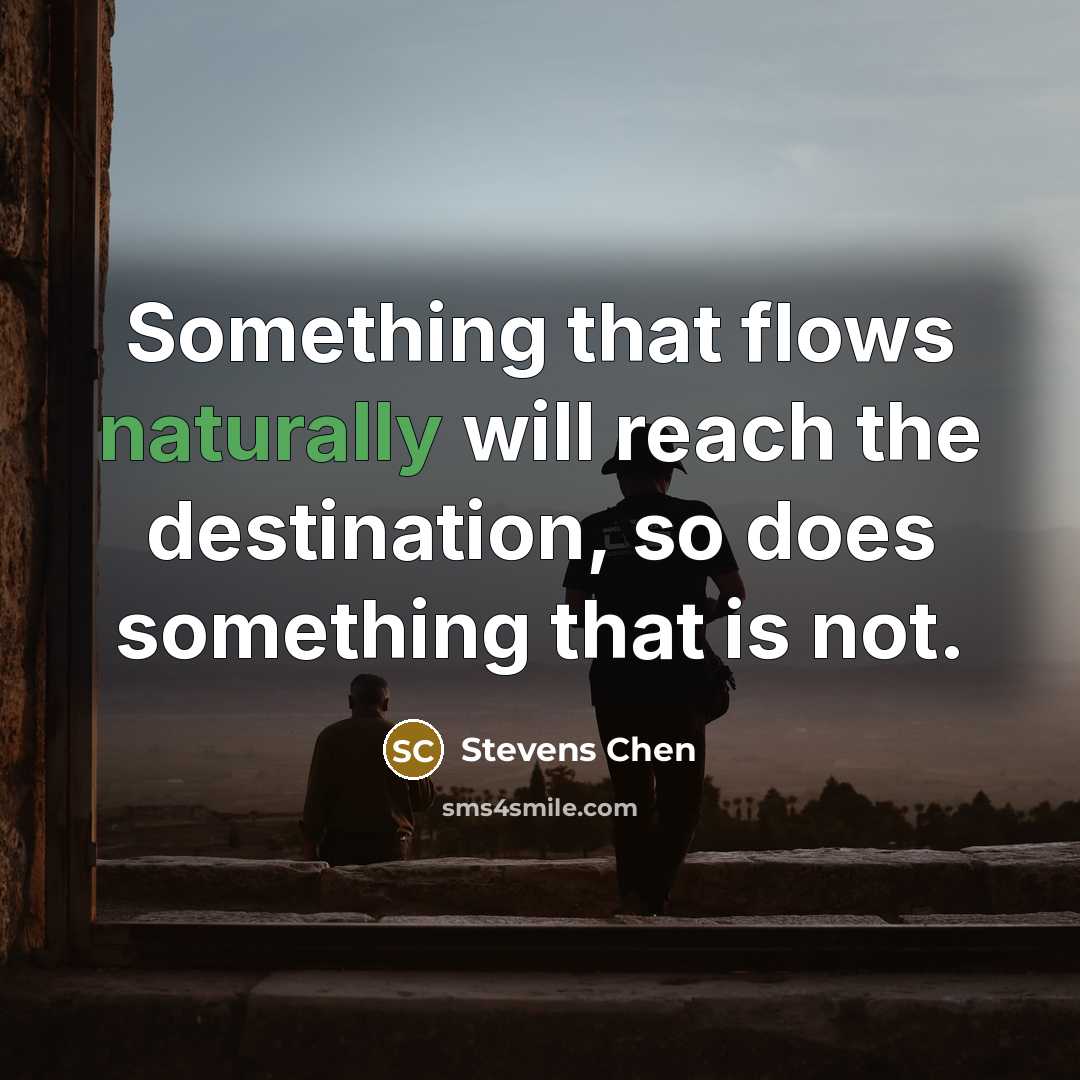 “Something that flows naturally will reach the destination, so does something that is not.” quote by Stevens Chen