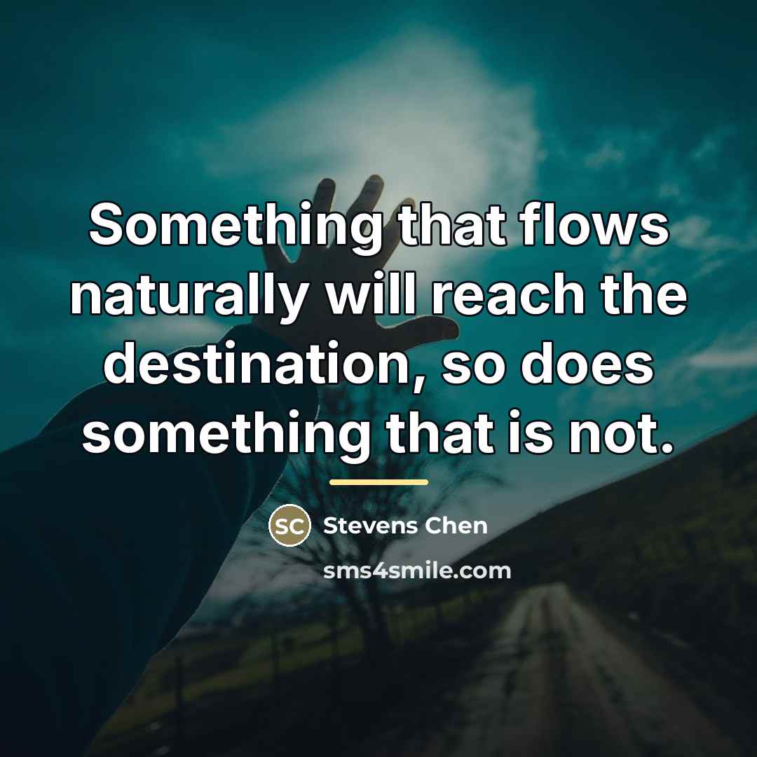 “Something that flows naturally will reach the destination, so does…” quote by Stevens Chen