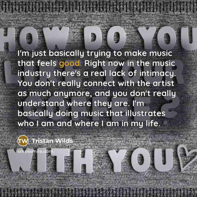 “I'm just basically trying to make music that feels good.…” quote by Tristan Wilds