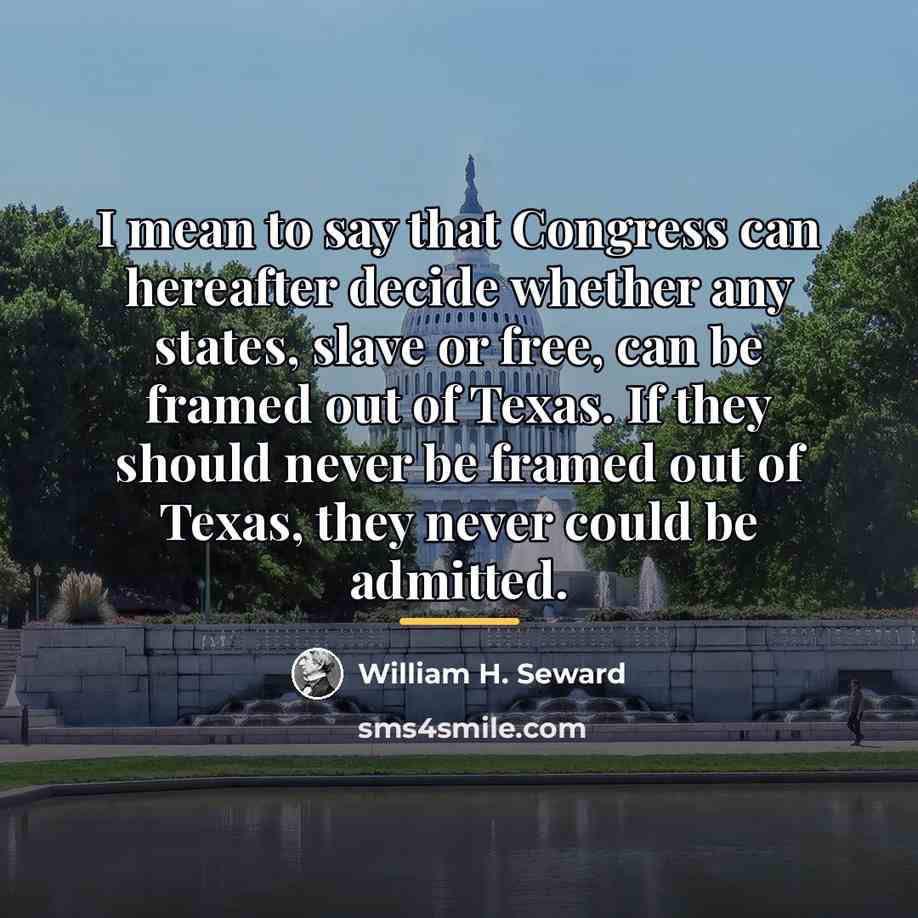 “I mean to say that Congress can hereafter decide whether…” quote by William H. Seward