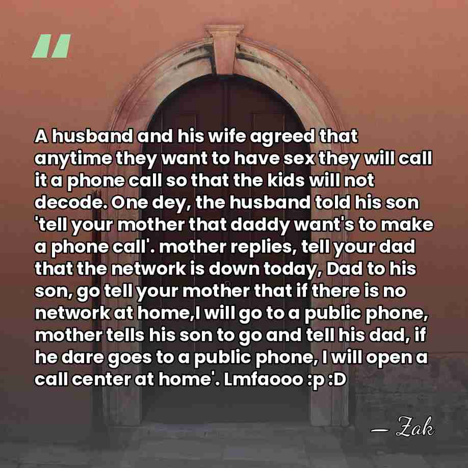 A husband and his wife agreed that anytime they want to have&hellip; - Zak