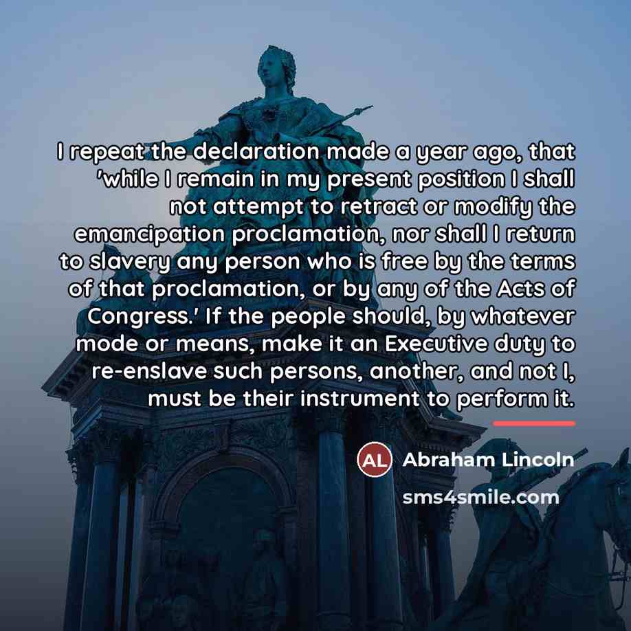 “I repeat the declaration made a year ago, that 'while…” quote by Abraham Lincoln