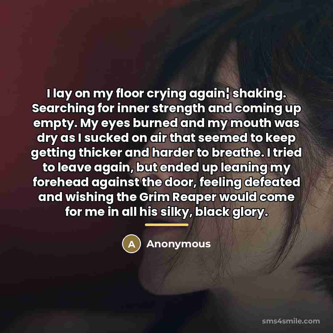 “I lay on my floor crying again¦ shaking. Searching for…” quote by Nathan Daniels