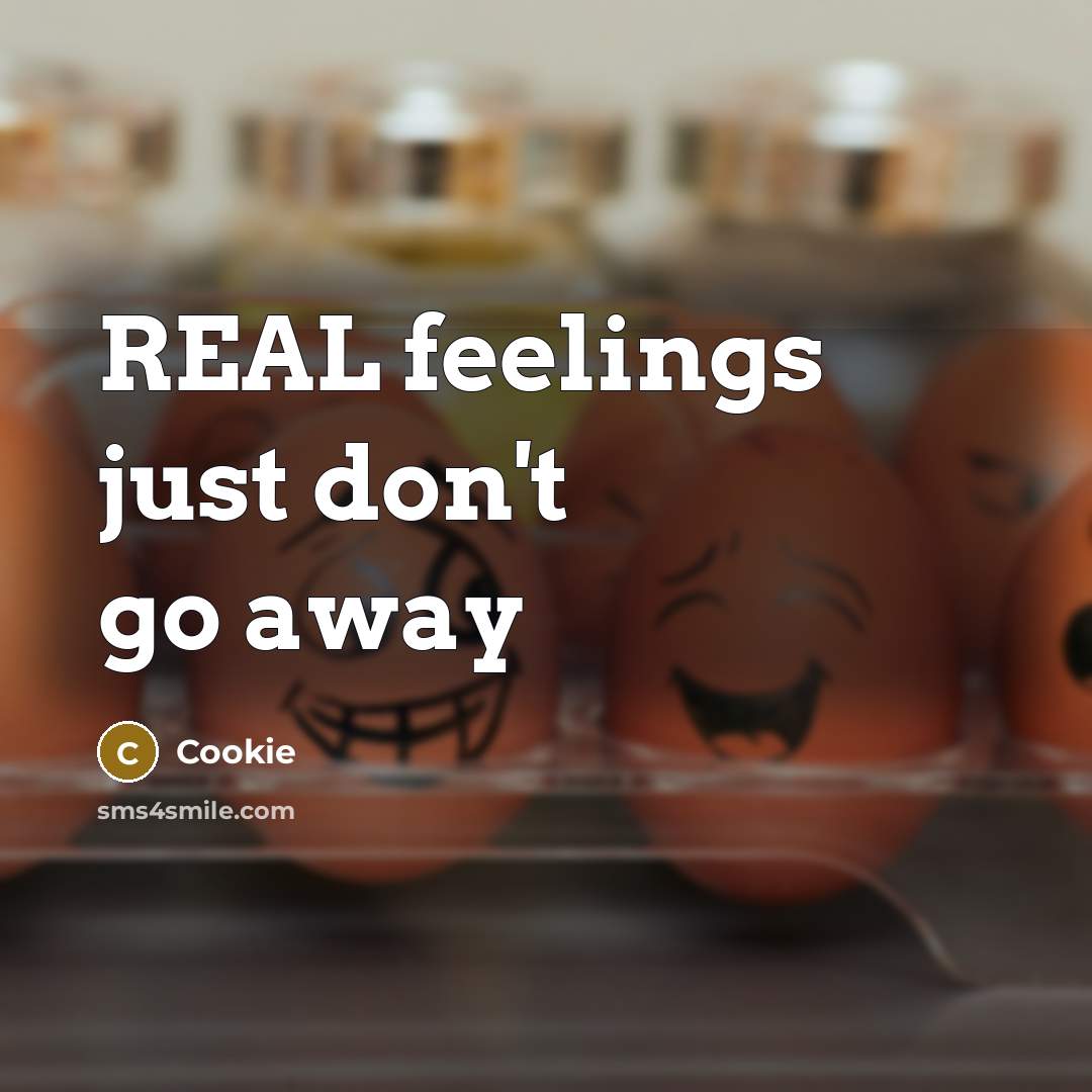 “REAL feelings just don't go away” quote by Cookie