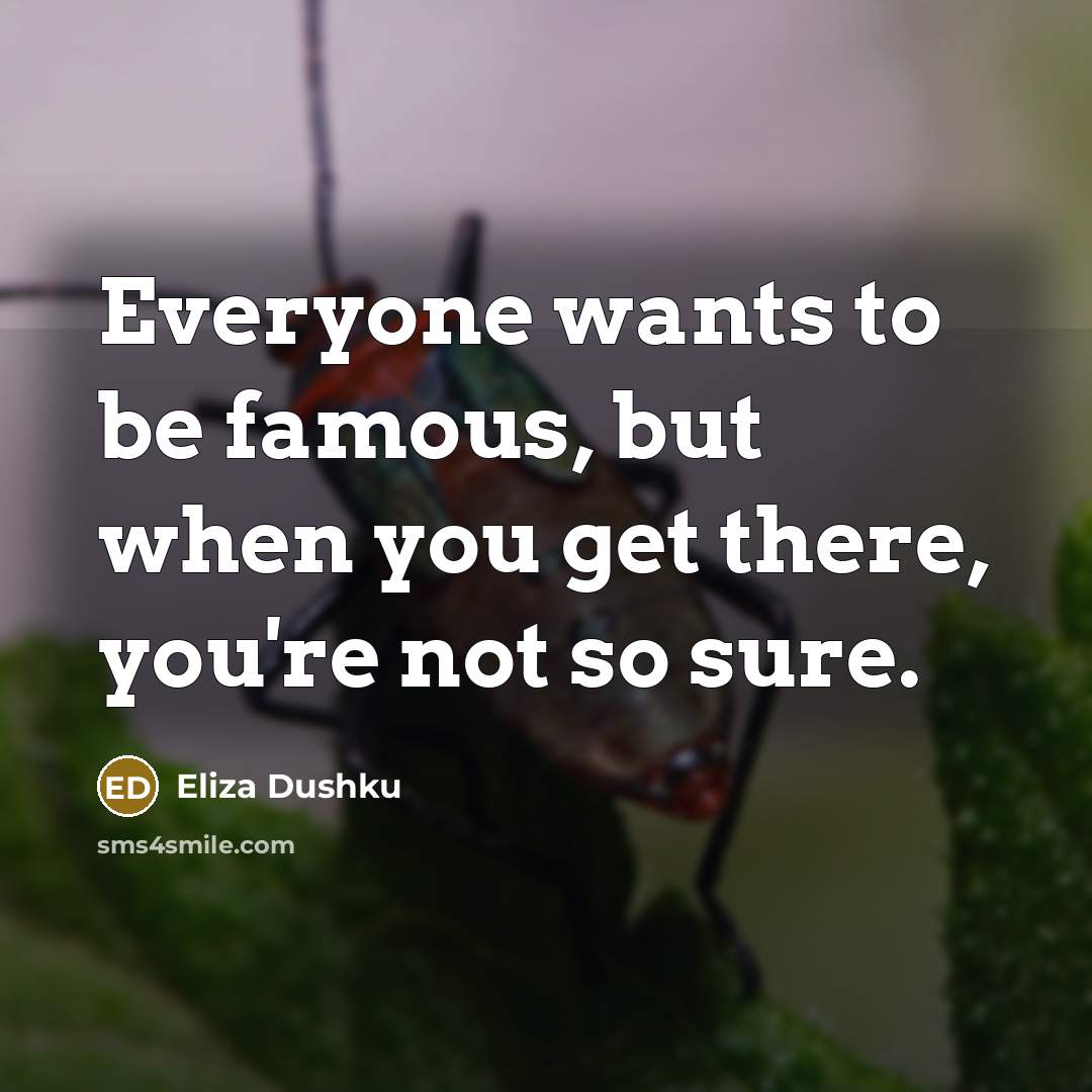 “Everyone wants to be famous, but when you get there,…” quote by Eliza Dushku