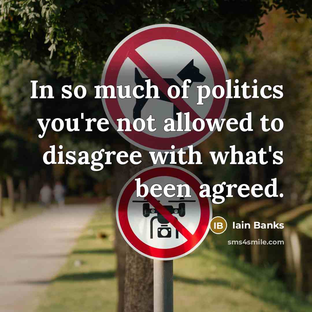 “In so much of politics you're not allowed to disagree…” quote by Iain Banks