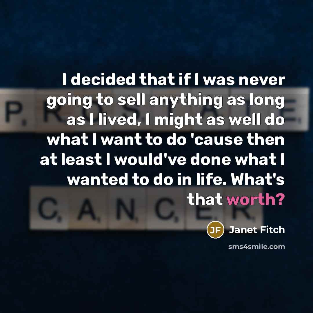 “I decided that if I was never going to sell…” quote by Janet Fitch