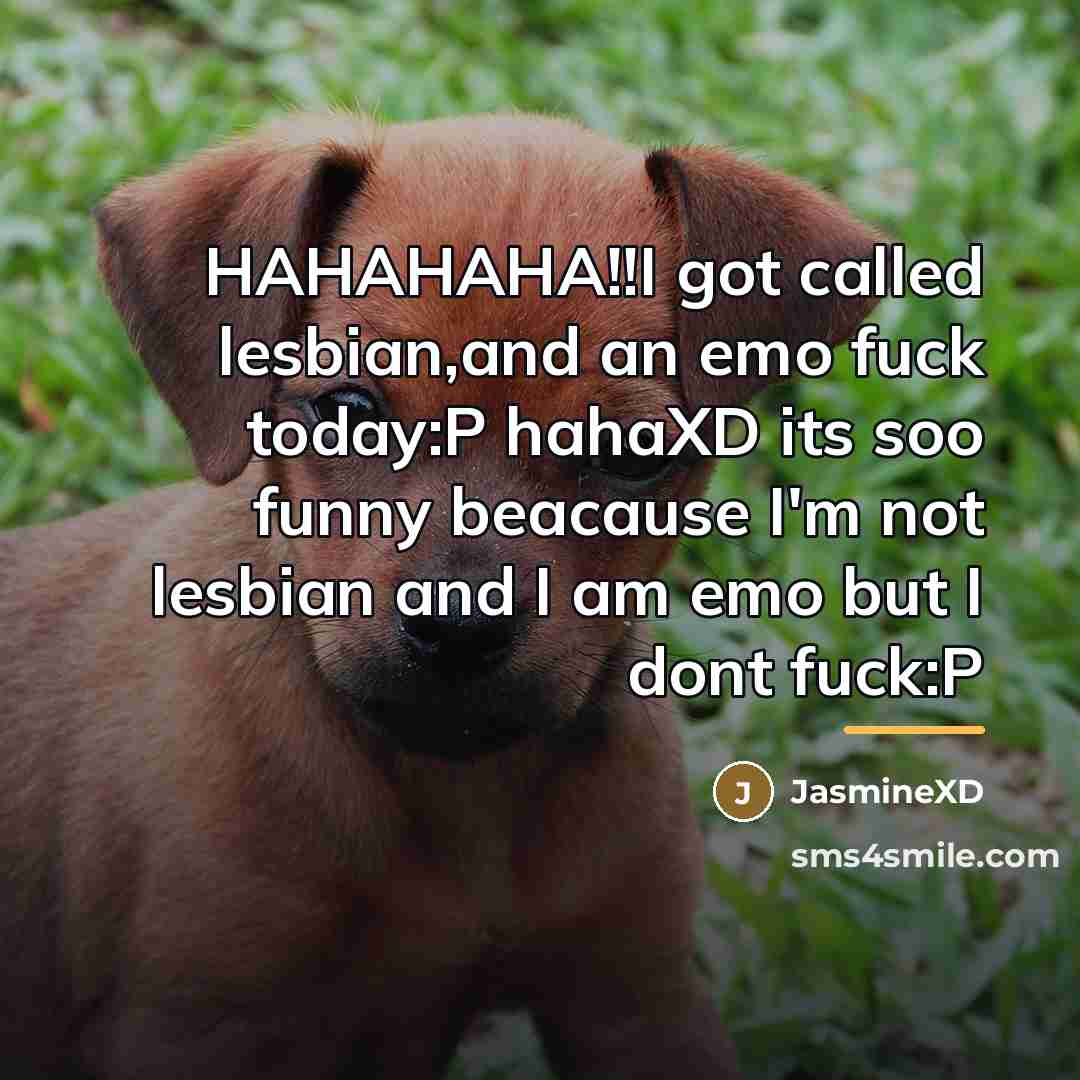 “HAHAHAHA!!I got called lesbian,and an emo fuck today:P hahaXD its…” quote by JasmineXD