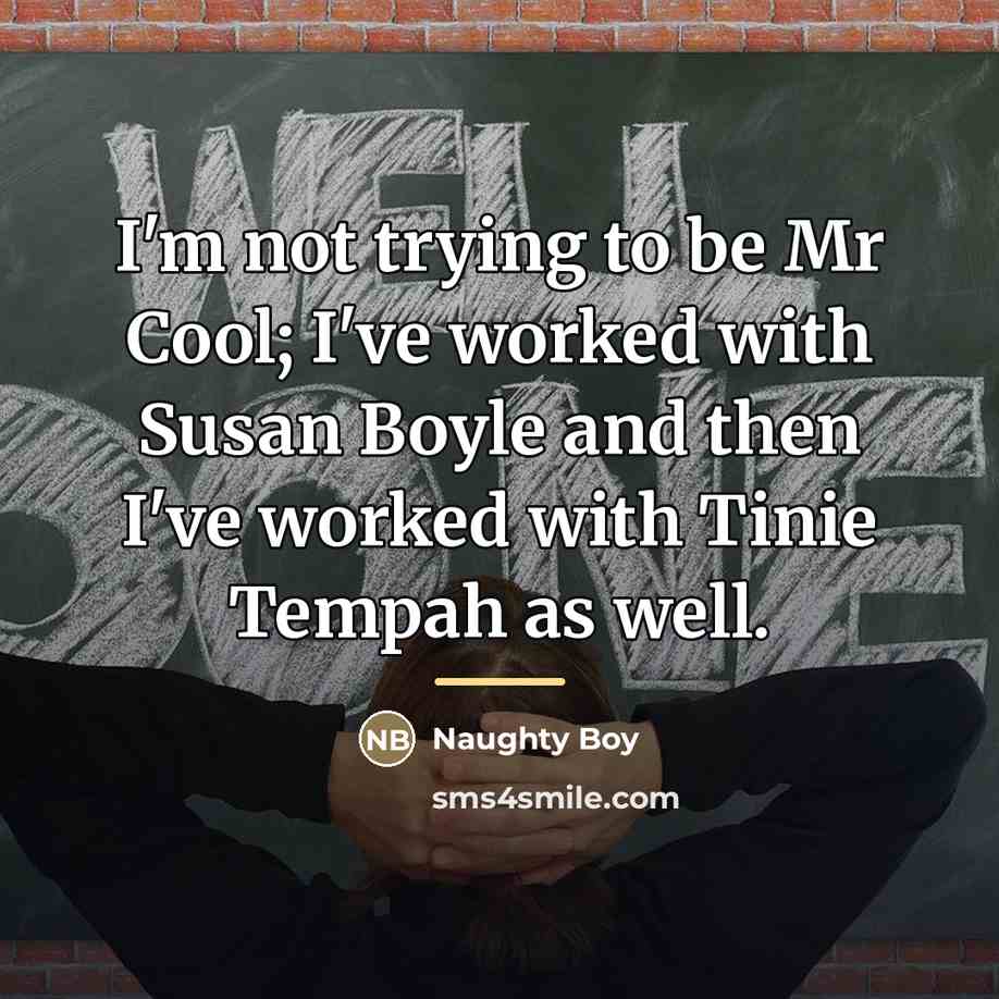 “I'm not trying to be Mr Cool; I've worked with…” quote by Naughty Boy