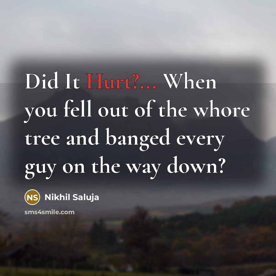 “Did It Hurt?... When you fell out of the whore…” quote by Nikhil Saluja
