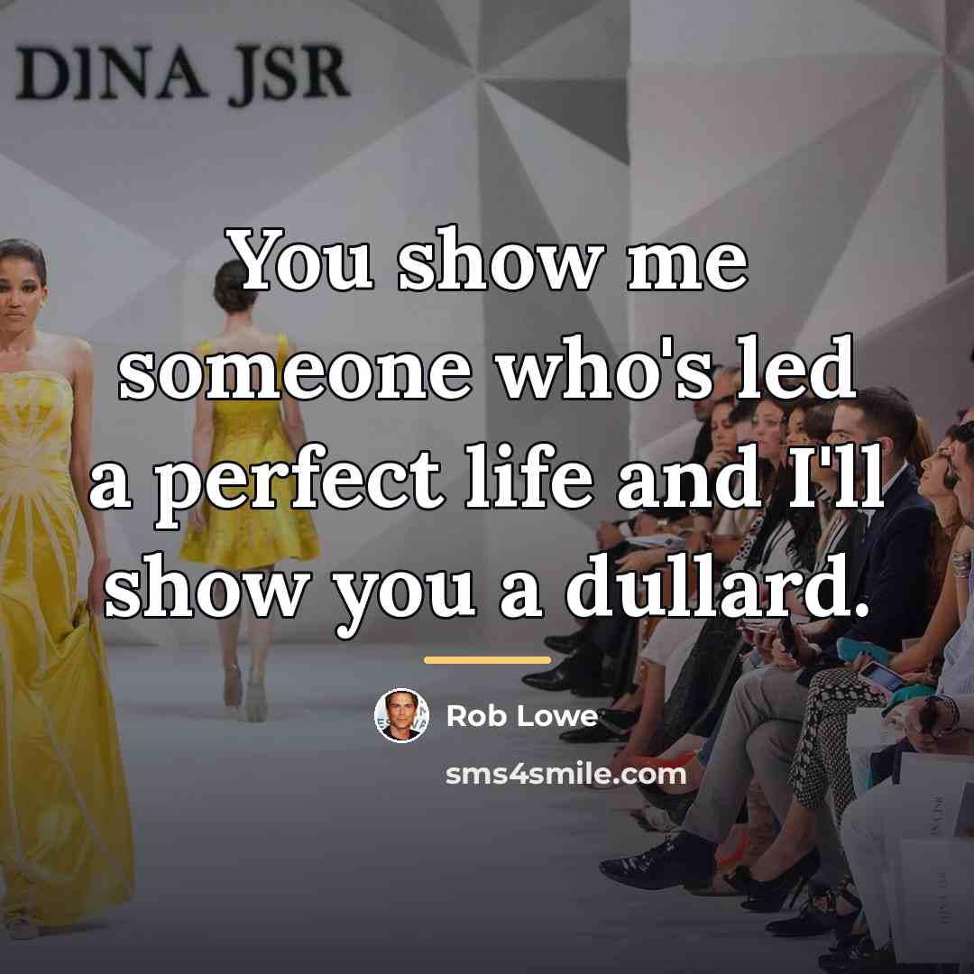 “You show me someone who's led a perfect life and…” quote by Rob Lowe