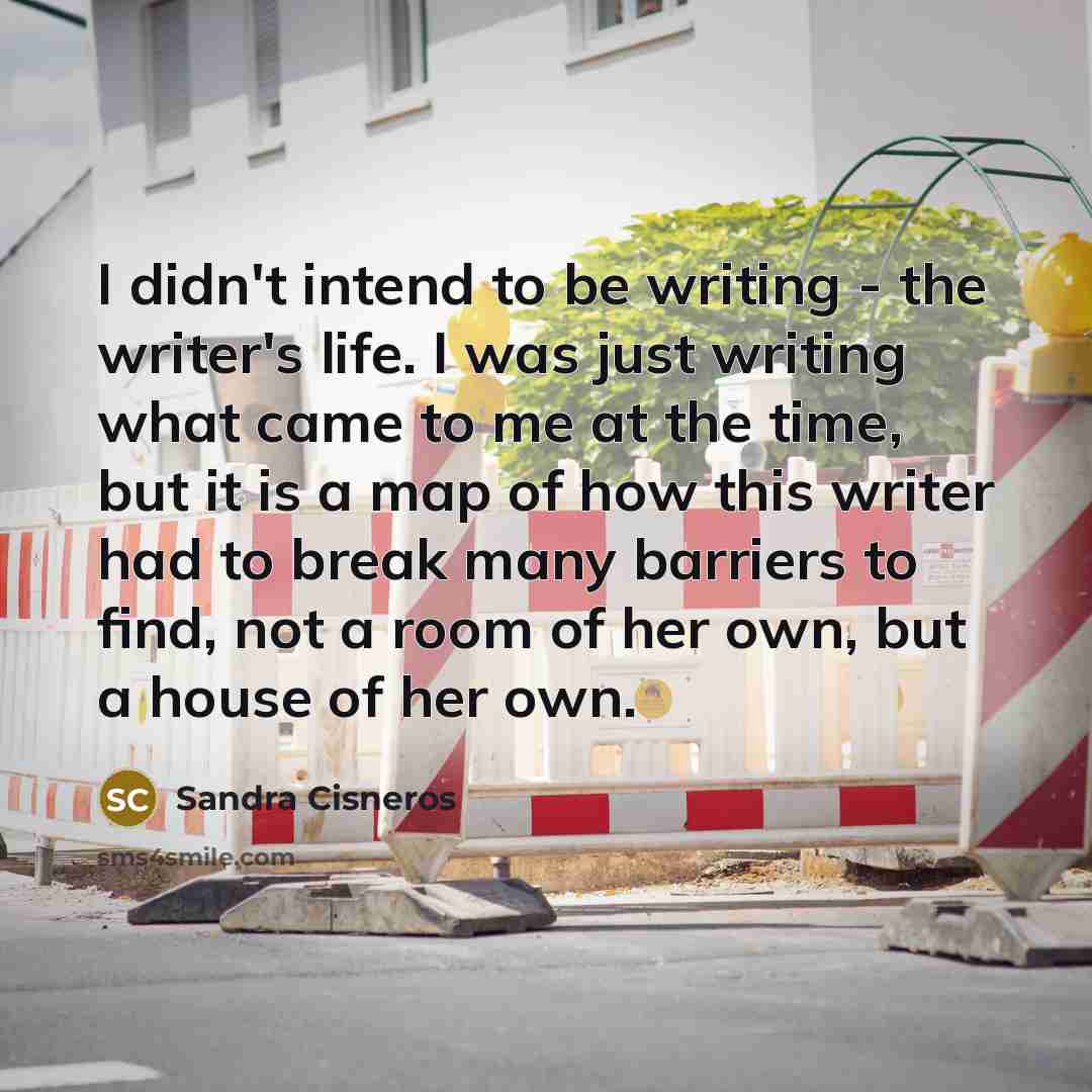 “I didn't intend to be writing - the writer's life.…” quote by Sandra Cisneros