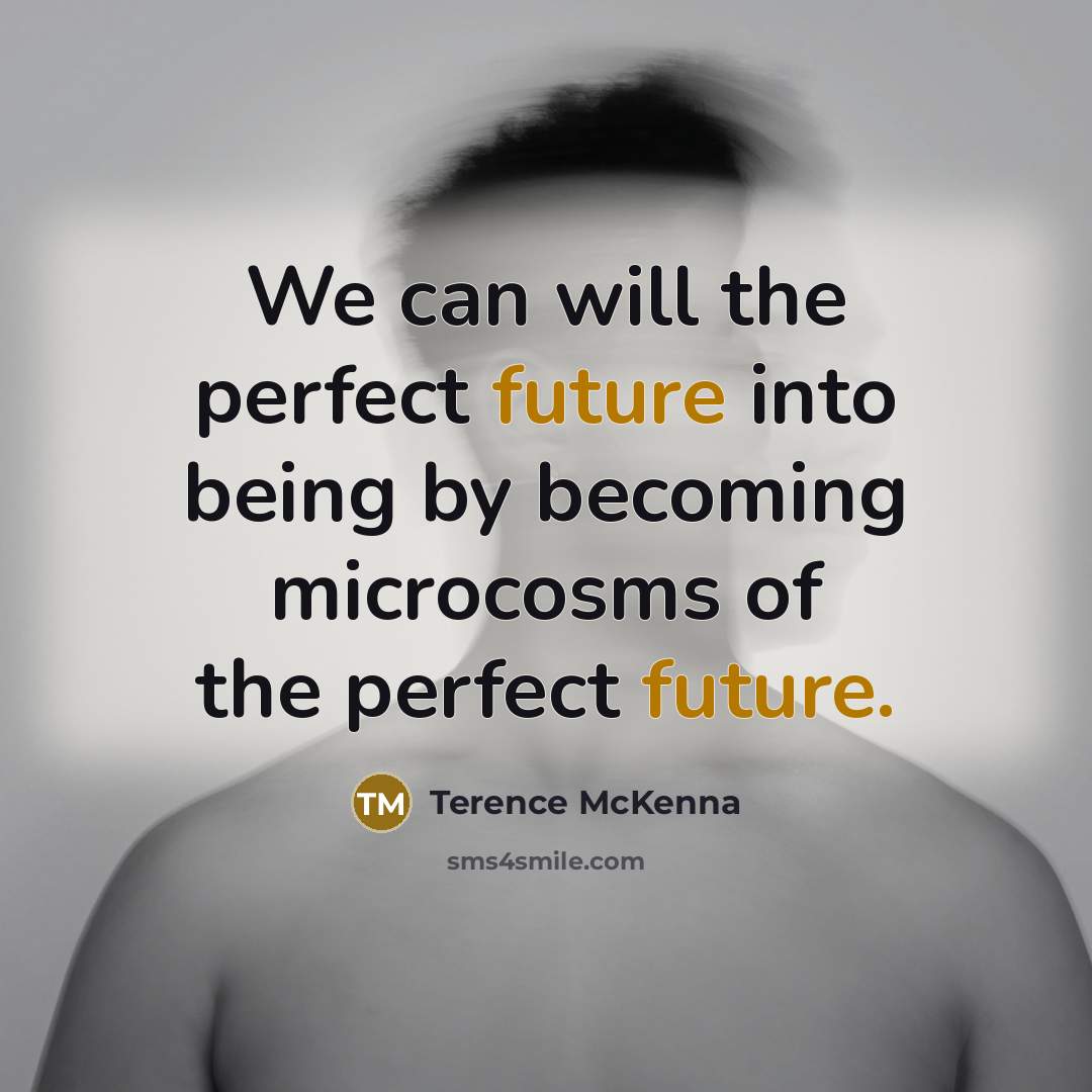 “We can will the perfect future into being by becoming…” quote by Terence McKenna