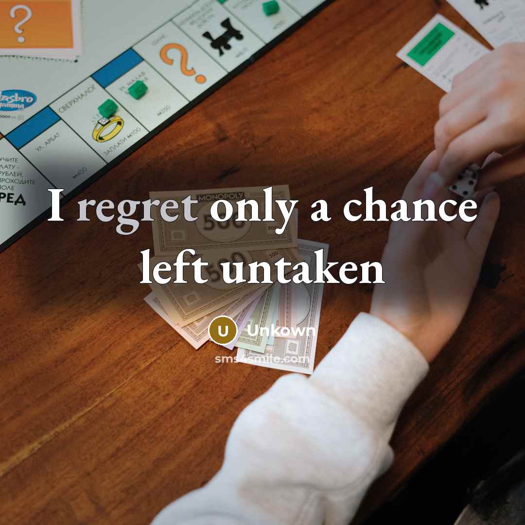 “I regret only a chance left untaken” quote by Unkown