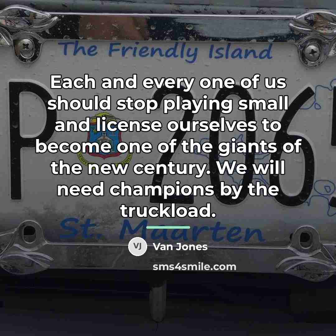 “Each and every one of us should stop playing small…” quote by Van Jones