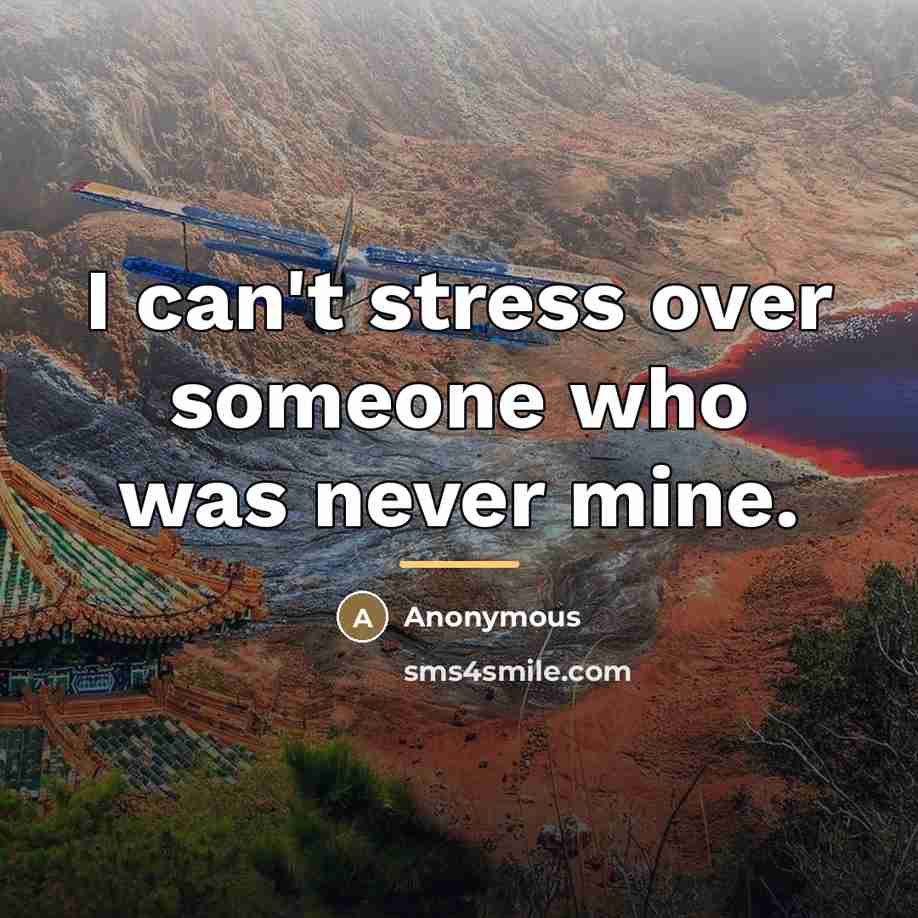 “I can't stress over someone who was never mine.…” quote by Anonymous