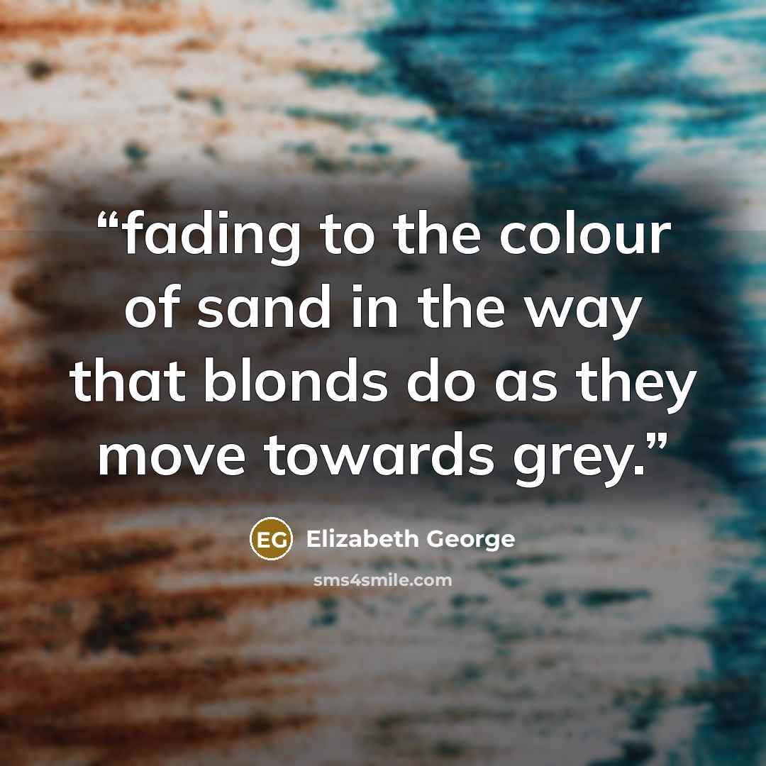“fading to the colour of sand in the way that blonds do as they move towards grey.” quote by Elizabeth George