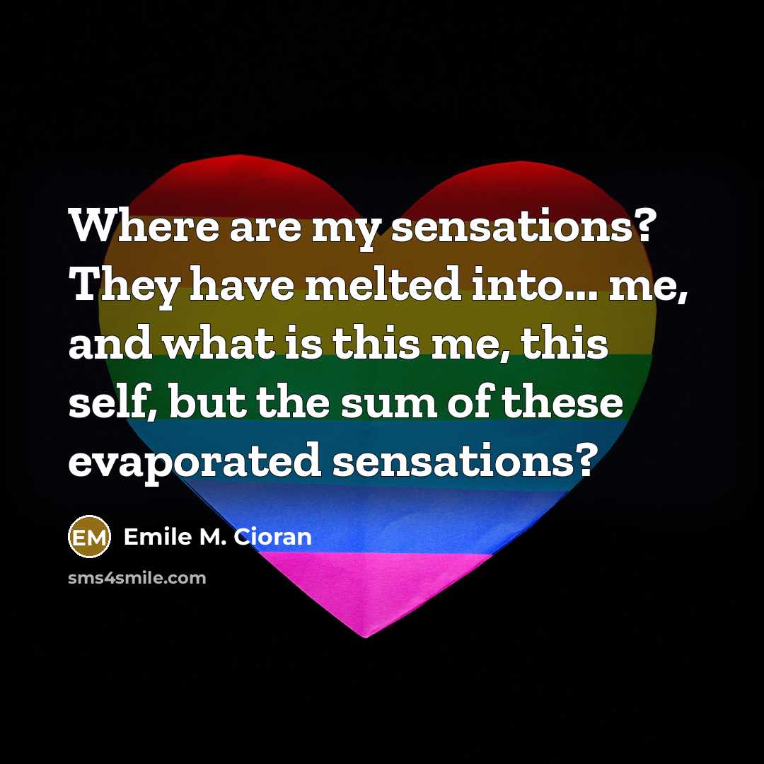 “Where are my sensations? They have melted into... me, and…” quote by Emile M. Cioran