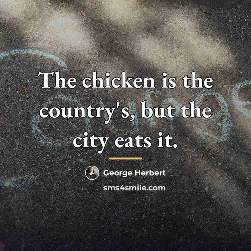 “The chicken is the country's, but the city eats it.…” quote by George Herbert