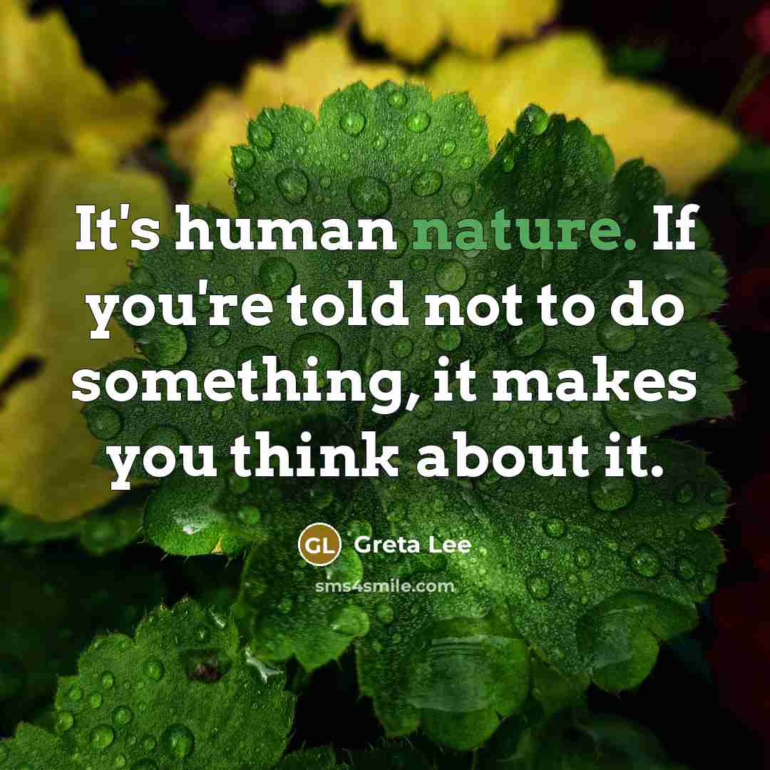 “It's human nature. If you're told not to do something,…” quote by Greta Lee
