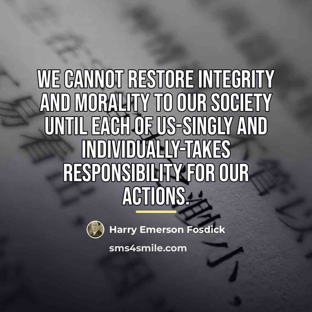 “We cannot restore integrity and morality to our society until…” quote by Harry Emerson Fosdick