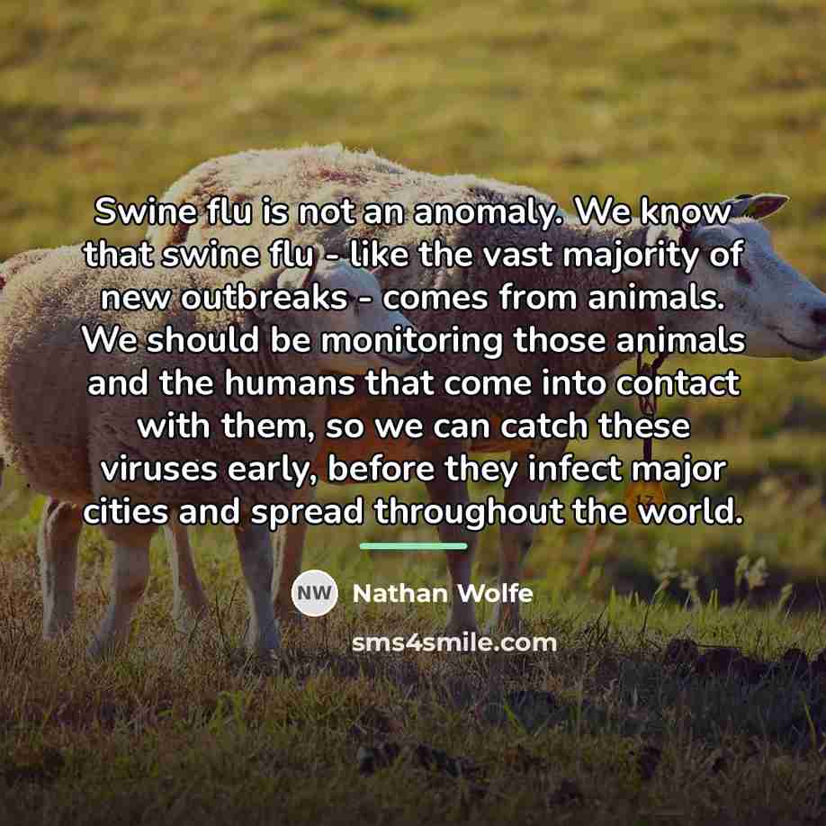 “Swine flu is not an anomaly. We know that swine…” quote by Nathan Wolfe