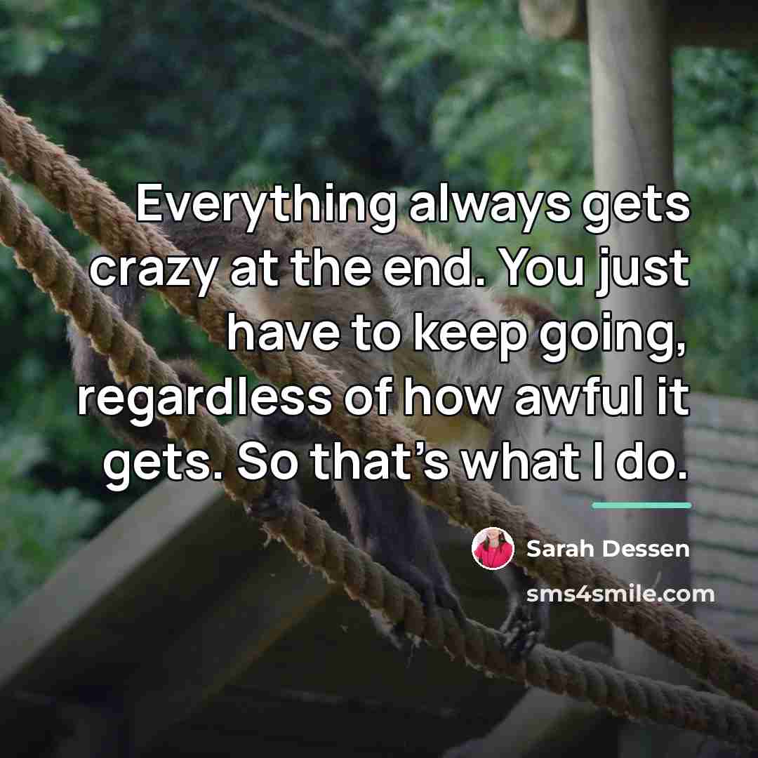 “Everything always gets crazy at the end. You just have…” quote by Sarah Dessen