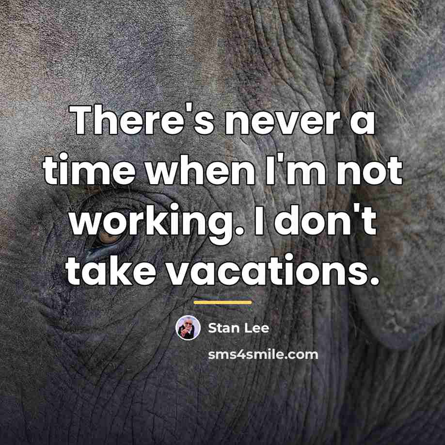 “There's never a time when I'm not working. I don't…” quote by Stan Lee