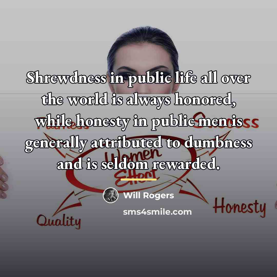 “Shrewdness in public life all over the world is always…” quote by Will Rogers