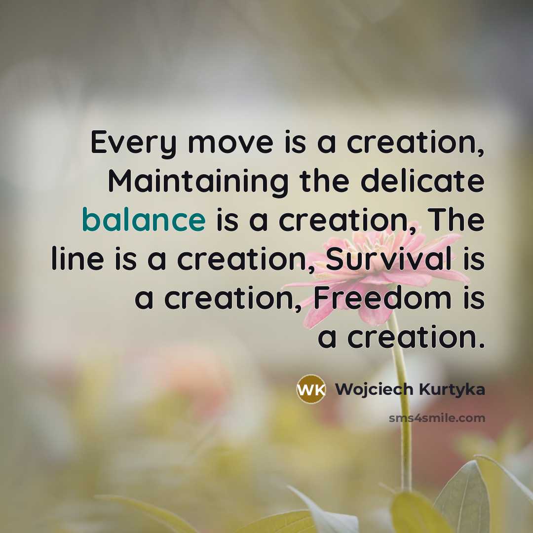 “Every move is a creation, Maintaining the delicate balance is…” quote by Wojciech Kurtyka