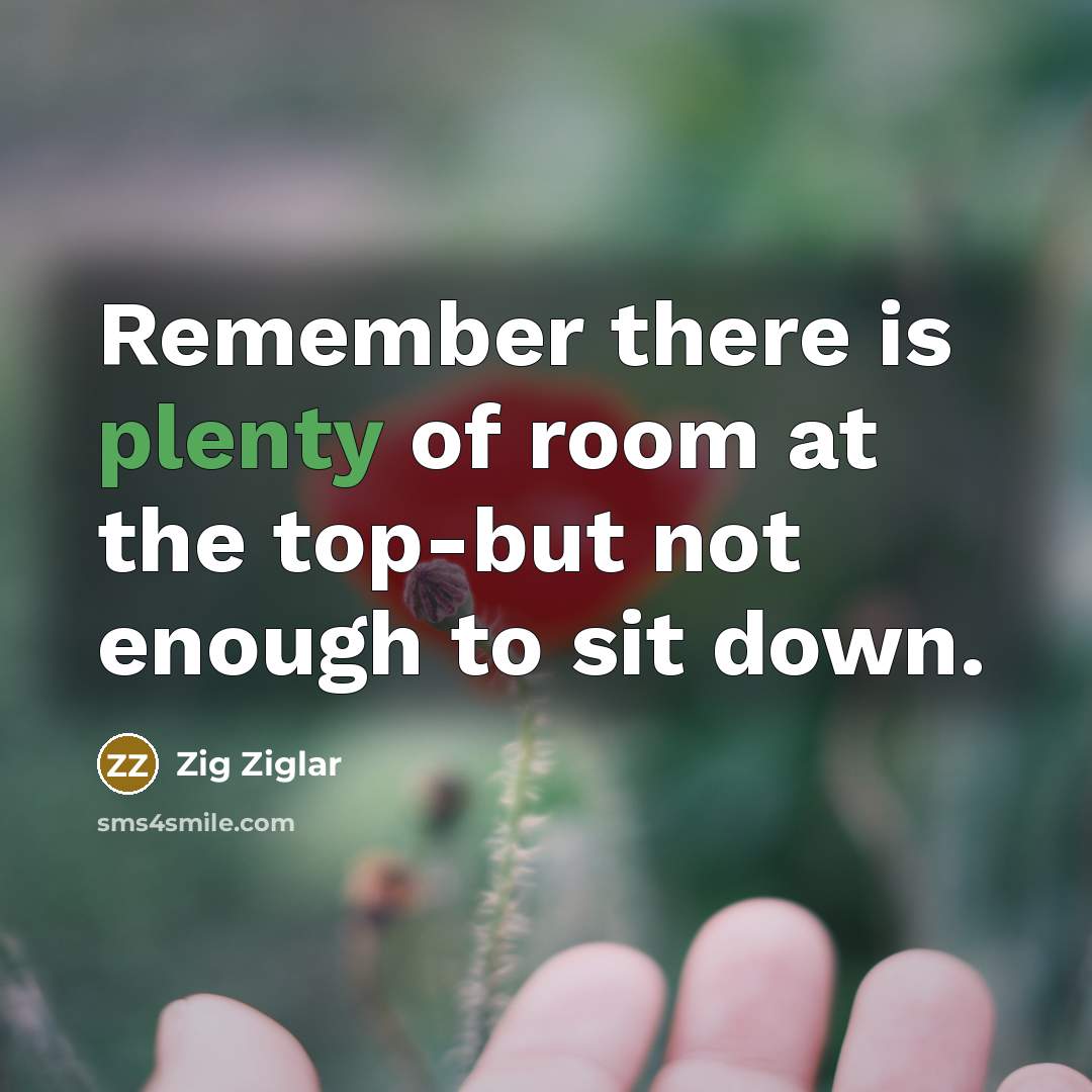 “Remember there is plenty of room at the top-but not…” quote by Zig Ziglar