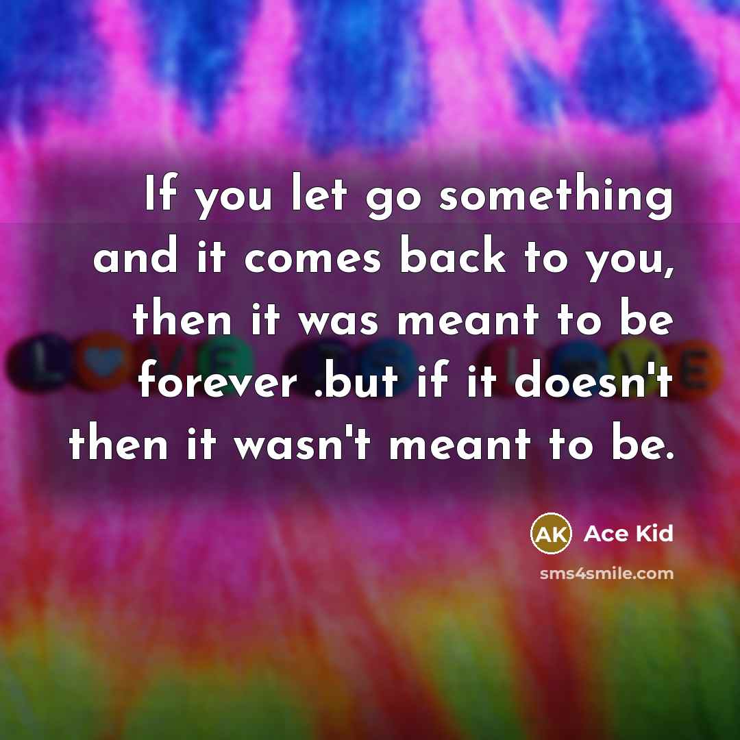 “If you let go something and it comes back to…” quote by Ace Kid